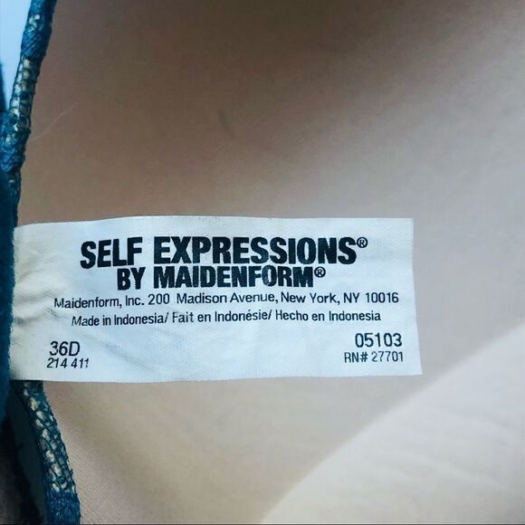 MAIDENFORM MOLDED CUP T-SHIRT TEAL LACE BRA 36D - Picture 8 of 9